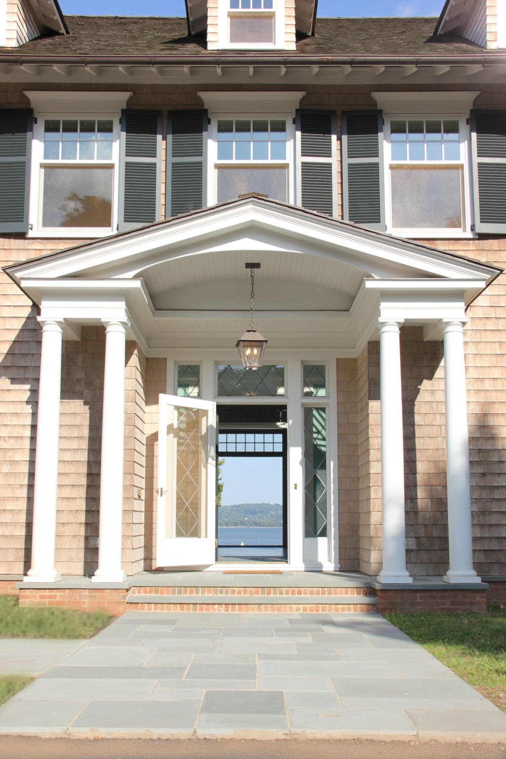 shingle colonial entrance porch