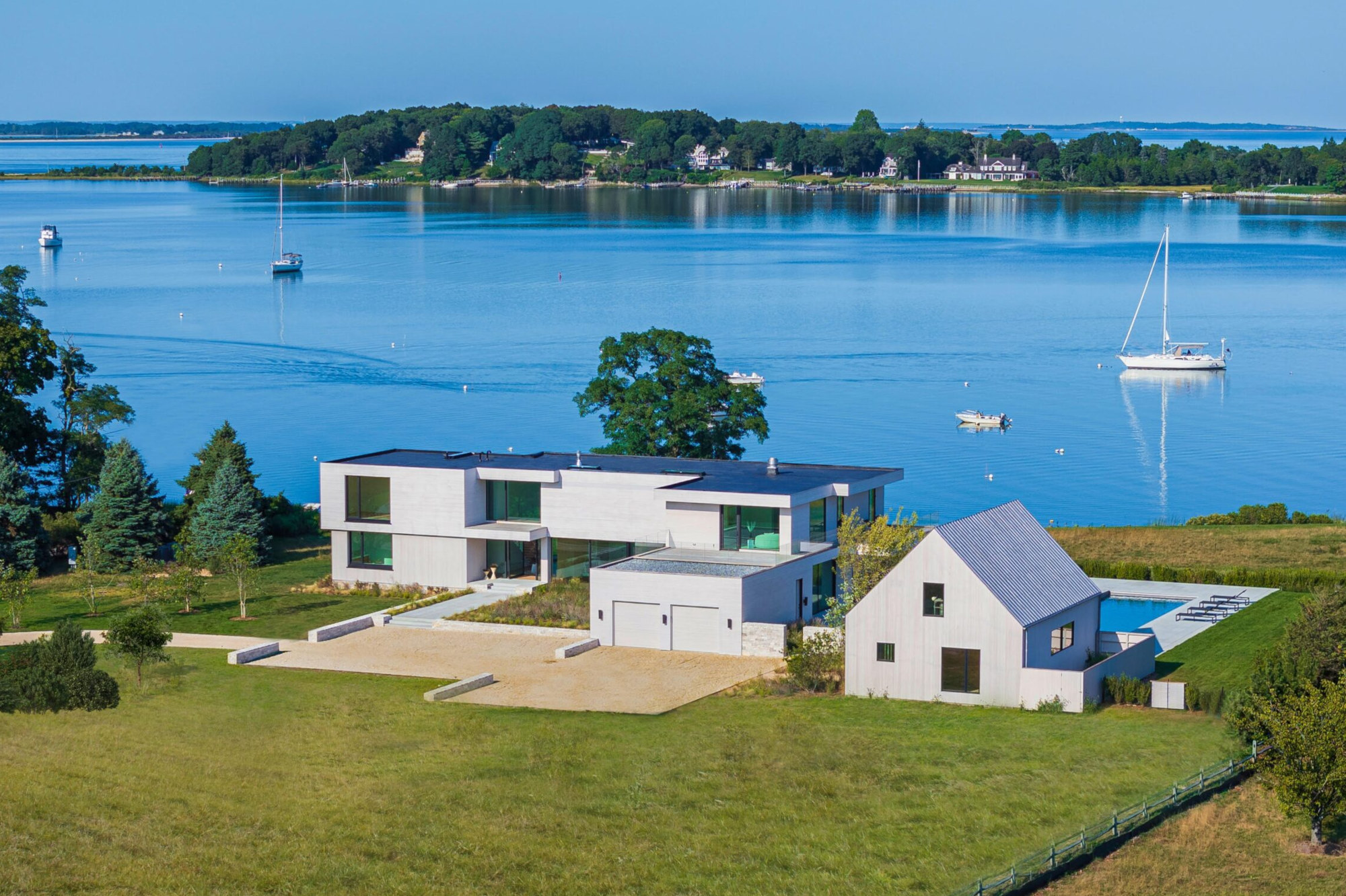 shelter island modern aerial
