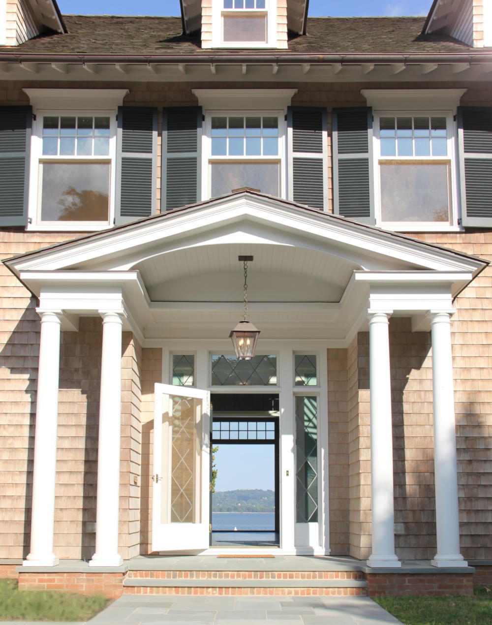 shingle colonial entrance porch