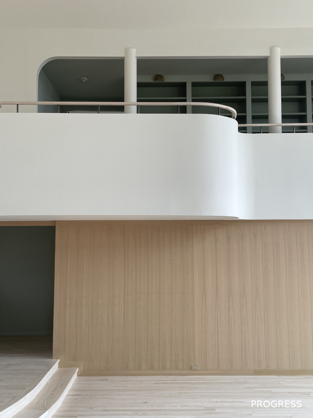 quogue oak paneling balcony