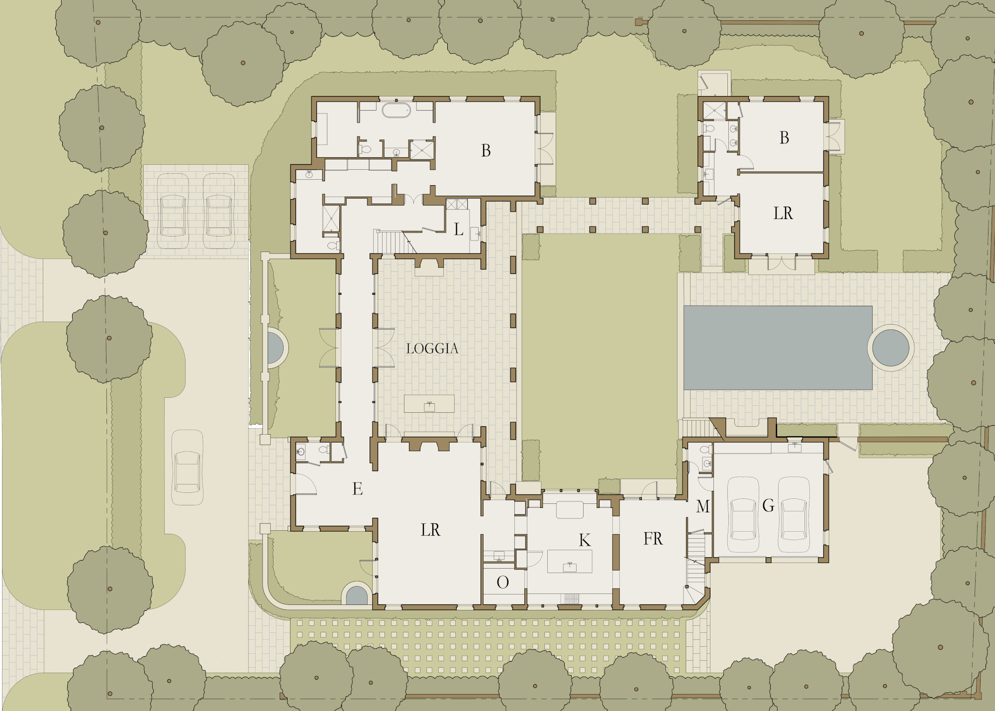 courtyard house site plan vert